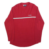 CHAPS RALPH LAUREN Mens Red Crew Neck Sweatshirt M Embroidered Logo Striped