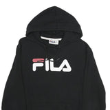 FILA Mens Black Hoodie M Cotton Blend Pullover Logo Print Casual
