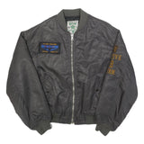 FOURTY FIVE Mens Grey Bomber Jacket M Polyester Military Style Zip M