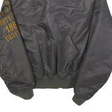 FOURTY FIVE Mens Grey Bomber Jacket M Polyester Military Style Zip M