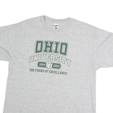 JERZEES Mens Grey Ohio University Graphic T-Shirt M Crew Neck Short Sleeve