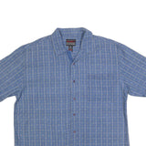 FUBU Mens Blue & White Check Shirt 2XL Cotton Blend Casual Short Sleeve