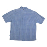 FUBU Mens Blue & White Check Shirt 2XL Cotton Blend Casual Short Sleeve