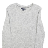 TOMMY HILFIGER Womens Grey Cable Knit Cotton Blend Jumper Crew Neck XS Soft Warm
