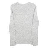 TOMMY HILFIGER Womens Grey Cable Knit Cotton Blend Jumper Crew Neck XS Soft Warm