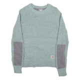 CARHARTT Womens Blue Patterned Jumper Crew Neck Basic Knit M Cotton Blend Casual
