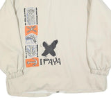 OFF THE LIP Mens Cream Hip Hop Zip Jacket XL Polyester Plain Artistic Print