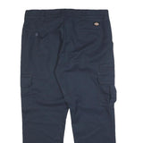DICKIES Mens Cotton Blend Navy Slim Straight Cargo Trousers W36 L30 Workwear
