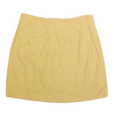 MIAMI Womens Beige Cotton Blend Mini Skirt Button Closure Casual Pocketed Size S