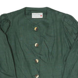 DORIS ULBRICH Womens Green Coach Jacket M Linen Woven Plain Button Closure Long