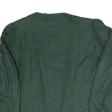 DORIS ULBRICH Womens Green Coach Jacket M Linen Woven Plain Button Closure Long