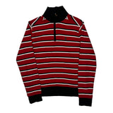 Polo By Ralph Lauren Striped 1/4 Zip - Large Black Cotton