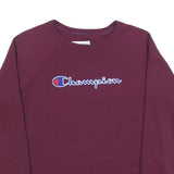 CHAMPION Womens Maroon Sweatshirt Crew Neck M Embroidered Logo Comfort Fit
