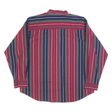 BASIC EDITIONS Mens Red & Green & Blue Striped Shirt XL Button-Down Cotton