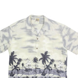 WINNIE FASHION Mens White & Grey Hawaiian Shirt Cotton 2XL Summer Beachwear