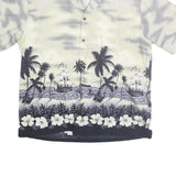 WINNIE FASHION Mens White & Grey Hawaiian Shirt Cotton 2XL Summer Beachwear
