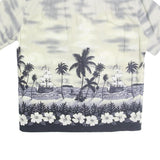 WINNIE FASHION Mens White & Grey Hawaiian Shirt Cotton 2XL Summer Beachwear