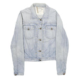 HILFIGER DENIM Womens Blue Cotton Blend Denim Jacket L Button Plain Casual