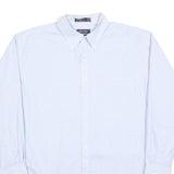 NAUTICA Mens Blue Plain Shirt L Button Down Collar Cotton Blend Smart Casual