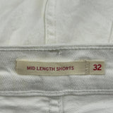 Levis Denim Shorts - 32W UK 12 White Cotton