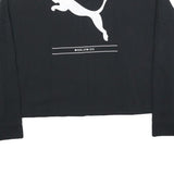 PUMA Womens Black Cotton Blend Crew Neck XS Logo Print Sweatshirt Pullover