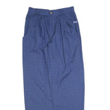 Womens Blue Cotton Blend Relaxed Tapered Trousers W26 L32 Casual Comfort Style
