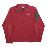 THE NORTH FACE Mens Red Pullover Plain Crew Neck Basic Knit L Zip Outdoor Jumper