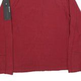 THE NORTH FACE Mens Red Pullover Plain Crew Neck Basic Knit L Zip Outdoor Jumper