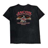 American Flag And Eagle Graphic Harley Davidson Graphic T-Shirt - Large Black Cotton