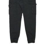 PIER ONE Mens Black Relaxed Cargo Drawstring Cotton Blend Trousers W32 L29