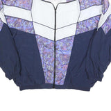 DAUIESA JUBEES Mens Purple & White Patterned Polyester Zip Jacket M