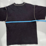 Contrast Stitch Harley Davidson Henley T-Shirt - Medium Black Cotton