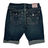 True Religion Contrast Stitch Denim Shorts - 28W US 2 Dark Wash Denim