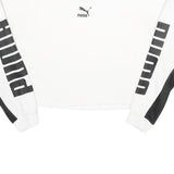 PUMA Womens White & Black Cropped Sweatshirt XS Crew Neck Long Sleeve Sportswear