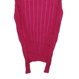 STYLE & CO Womens Pink Patterned Jumper Roll Neck Rib Knit M Cotton Blend