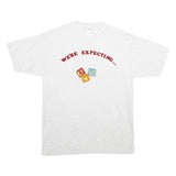WEST TEE Mens White Were Expecting ABC Graphic L Short Sleeve Crew Neck