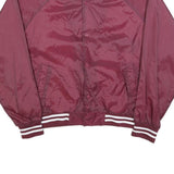 HABAND Mens Maroon & White Button Front Nylon Varsity Jacket XL Sports Logo