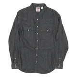 LEVI'S Womens Grey Cotton Blend Western Shirt L Button Pockets Casual Durable