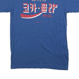 COCA COLA Mens Blue Graphic T-Shirt M Short Sleeve Crew Neck Korean Text Print