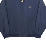 TOMMY HILFIGER Mens Navy Blue Harrington Jacket L Polyester Blend Zip Plain