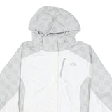 THE NORTH FACE Womens Grey & White Printed Outdoor Jacket L Polyester Blend Zip