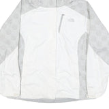 THE NORTH FACE Womens Grey & White Printed Outdoor Jacket L Polyester Blend Zip