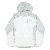 THE NORTH FACE Womens Grey & White Printed Outdoor Jacket L Polyester Blend Zip