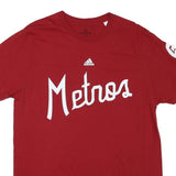 ADIDAS Mens Red Metros Graphic T-Shirt L Short Sleeve Crew Neck Cotton Blend