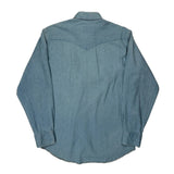 Wrangler Contrast Stitch Denim Shirt - Large Beige Cotton
