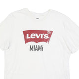LEVI'S Mens White Red Logo Miami Graphic T-Shirt L Short Sleeve Crew Neck