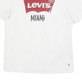 LEVI'S Mens White Red Logo Miami Graphic T-Shirt L Short Sleeve Crew Neck