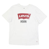 LEVI'S Mens White Red Logo Miami Graphic T-Shirt L Short Sleeve Crew Neck