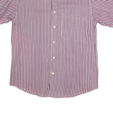 LEWIS Mens Maroon & White Striped Shirt M Cotton Short Sleeve Button Shirt