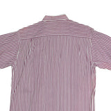 LEWIS Mens Maroon & White Striped Shirt M Cotton Short Sleeve Button Shirt